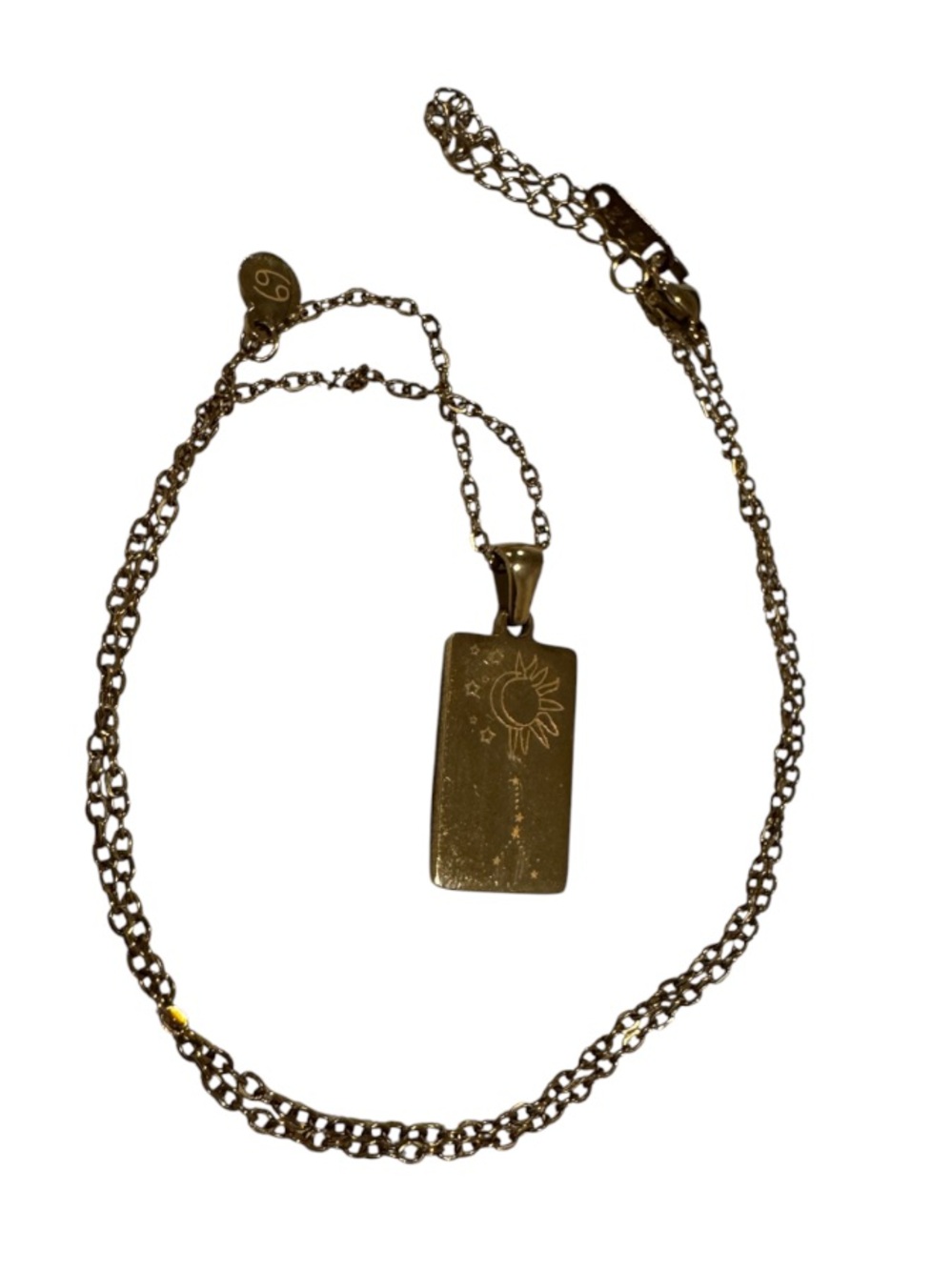 Gold Cancer Zodiac Sign Sun-Engraved Pendant Necklace